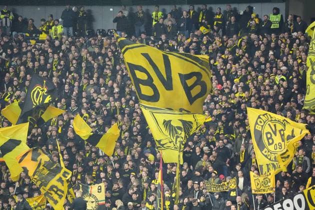 Dortmund fans with their flags Frankfurt 28 10 2025 Eintracht Frankfurt vs Borussia Dortmund, Deutsche Bank Park, 2nd round DFB Cup