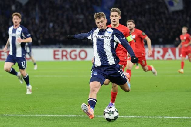 BERLIN, GERMANY - OCTOBER 28: goal, Michaël Cuisance (Hertha BSC 10) scores into the goal, during the DFB Cup match (round 2) between Hertha BSC vs SV Elversberg at Olympiastadion on October 28, 2025 in Berlin, Germany. DFL REGULATIONS PROHIBIT ANY USE OF PHOTOGRAPHS AS IMAGE SEQUENCES AND OR QUASI-VIDEO. Berlin Germany Copyright: xBEAUTIFULxSPORTS Frankex