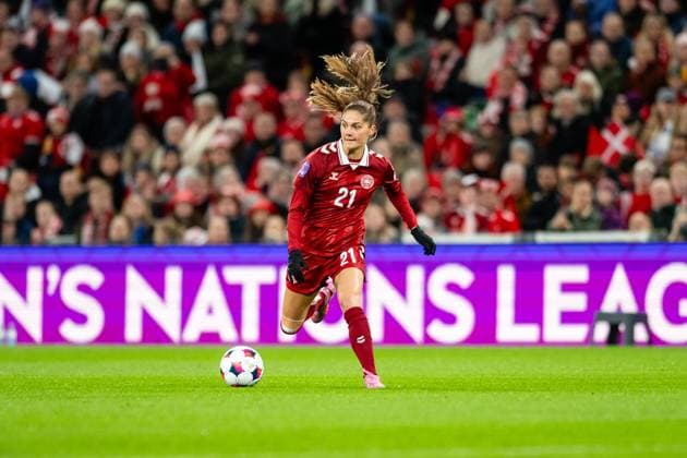 Denmark v Finland, UEFA Nations League Women, Copenhagen, Denmark Copenhagen, Denmark. 28th, October 2025. Mille Gejl (21) of Denmark seen during the UEFA Nations League match between Denmark and Finland at Parken in Copenhagen. Denmark, Copenhagen  Copyright: xGonzalesxPhoto TobiasxJorgensenx