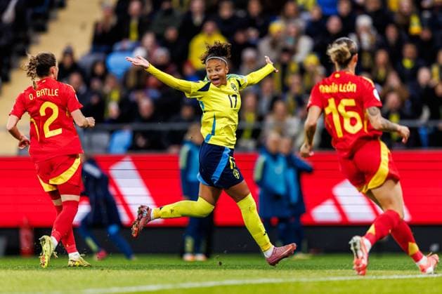 251028 Felicia Schröder of Sweden reacts during the Women s Nations League semifinal between Sweden and Spain on October 28, 2025 in Gothenburg Photo Michael Erichsen BILDBYRAN COP 89 MI0896 fotboll football soccer fotball nations league uefa womens nations league semifinal semifinals sverige sweden spanien spain dam bbeng  Copyright: MICHAELxERICHSEN BB251028MI025