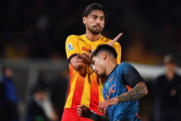 Lecce™s right wing Santiago Pierotti (50 US Lecce) in action during the Serie A Enilive soccer matchday 9 between US Lecce and SSC Napoli at the Via del Mare Stadium in Lecce, Italy, Tuesday, October 28, 2025. (Credit Image: Giovanni Evangelista LaPresse)  Copyright: xGiovannixEvangelista LaPressex