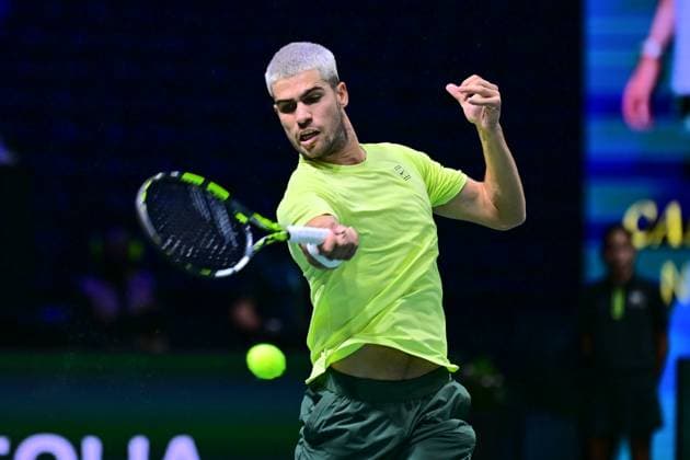 TENNIS : Rolex Paris Masters - Paris - 28 10 2025 Carlos Alcaraz ( Spain ) during the Rolex Paris Masters at Paris La Defense Arena on October 28, 2025 in Nanterre, France. (Photo by Federico Pestellini PSNewz ) ParisFrance  Copyright: xFedericoxPestellinix