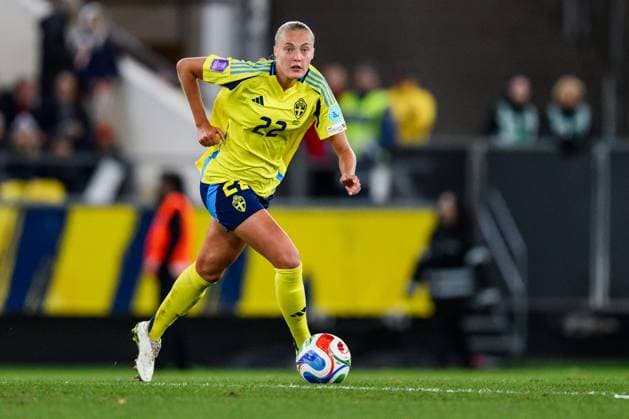 251028 Elma Junttila Nelhage of Sweden during the Women s Nations League semifinal between Sweden and Spain on October 28, 2025 in Gothenburg Photo Carl Sandin BILDBYRAN code CS MI0896 fotboll football soccer fotball nations league uefa womens nations league semifinal semifinals sverige sweden spanien spain dam bbeng  Copyright: CARLxSANDIN BB251028CS042