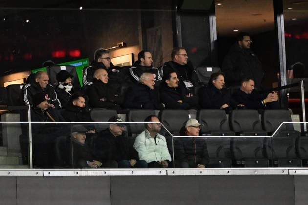 28 10 2025, xpsx, soccer DFB cup 2nd round, Eintracht Frankfurt Borussia Dortmund v l President Mathias Beck Eintracht Frankfurt e V DFB President Bernd Neuendorf Deutscher Fussball Bund Board Spokesman CEO Axel Hellmann Eintracht Frankfurt Sports Director Rudi Voeller Völler DFB Benjamin Huebner Philipp Reschke Head of Legal Eintracht Frankfurt Hans Joachim Watzke Lars Ricken DFL DFB REGULATIONS PROHIBIT ANY USE OF PHOTOGRAPHS as IMAGE SEQUENCES and or QUASI VIDEO Frankfurt am Main