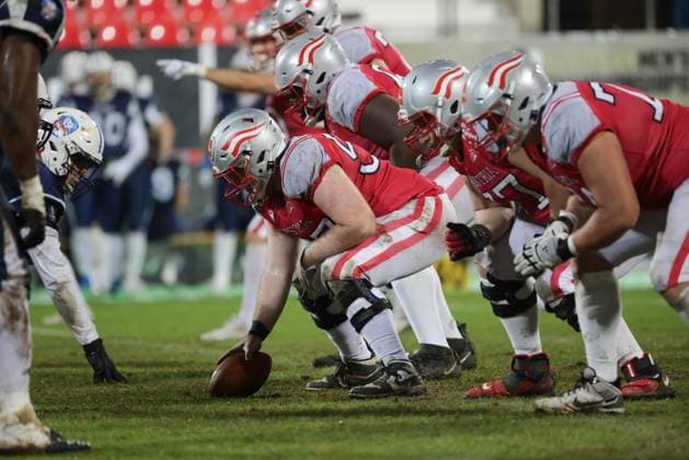 AMERICAN FOOTBALL - IFAF EC, AUT vs FIN KREFELD,GERMANY,28.OCT.25 - AMERICAN FOOTBALL - IFAF European Championship, EM, Europameisterschaft gold medal game, final, Austria vs Finland. Image shows the team of AUT.  GEPAxpictures xDavidxBitzan