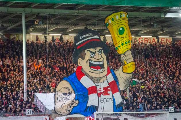 GER, Cottbus, Soccer, DFB Cup, 2nd main round, FC Energie Cottbus vs RB Leipzig in picture v l Cottbus Choreo before the match 28 10 2025, LEAG Energie Stadion Cottbus DFB REGULATIONS PROHIBIT ANY USE OF PHOTOGRAPHS AS IMAGE SEQUENCES AND OR QUASI VIDEO, Copyright: HMBxMedia PaulxFritz