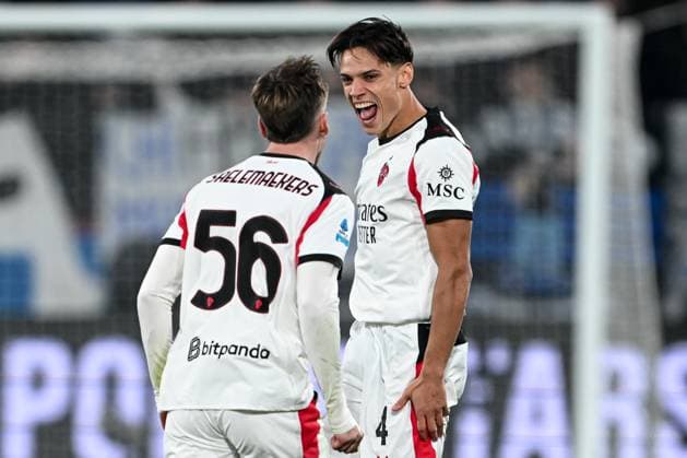 Cm Bergamo 28 10 2025 - campionato di calcio serie A Atalanta-Milan foto Cristiano Mazzi Image nella foto: esultanza gol Samuele Ricci 