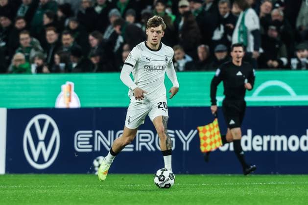 Sport, Soccer, DFB Pokal Season 2025 2026 2 Round Borussia Mönchengladbach Karlsruher SC 28 10 2025, BORUSSIA PARK Luca Netz Borussia Mönchengladbach, 20 Mönchengladbach BORUSSIA PARK Nordrhein Westfalen Germany