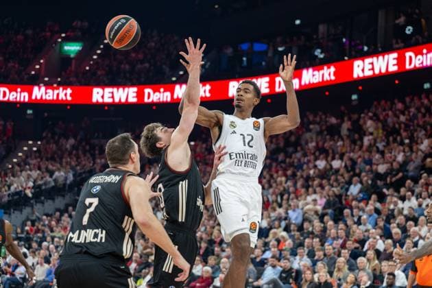 Theo Maledon 12 Real Madrid , FC Bayern Basketball vs Real Madrid, EuroLeague 7 Matchday, 28 10 2025 Munich Bavaria Germany Copyright: xkolbert-press UlrichxGamelx