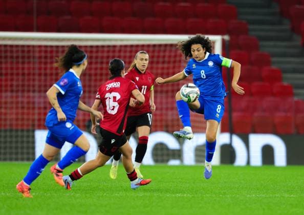 October 28, 2025, Tirana, Tirana, Albania: Filippa Savva of Cyprus in action during their FIFA Women s World Cup 2027 Promotion Relegation play-off match Albania vs Cyprus at Air Albania Stadium in Tirana, Albania on 28 October 2025. Tirana Albania - ZUMAb266 20251028_zip_b266_004 Copyright: xArmandoxBabanix