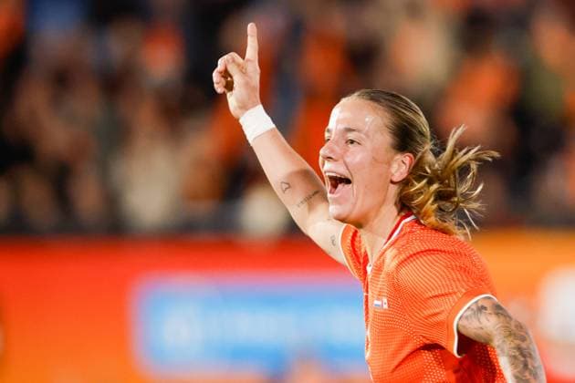 2025-10-28 Netherlands Women v Canada Women - International Friendly, Länderspiel, Nationalmannschaft NIJMEGEN, NETHERLANDS - OCTOBER 28: Lynn Wilms of Netherlands celebrating during the International friendly match between Netherlands Women and Canada Women at Goffertstadion on October 28, 2025 in Nijmegen, Netherlands. Nijmegen Goffertstadion Netherlands Content not available for redistribution in The Netherlands directly or indirectly through any third parties. Copyright: xBroerxvanxdenxBoomx