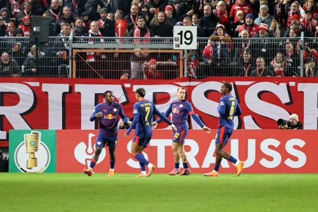 Leipzig goal celebration Soccer DFB Cup 2nd main round 2025 2026 FC Energie Cottbus RB Leipzig