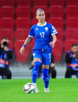 October 28, 2025, Tirana, Tirana, Albania: Marilena Georgiou of Cyprus in action during their FIFA Women s World Cup 2027 Promotion Relegation play-off match Albania vs Cyprus at Air Albania Stadium in Tirana, Albania on 28 October 2025. Tirana Albania - ZUMAb266 20251028_zip_b266_010 Copyright: xArmandoxBabanix