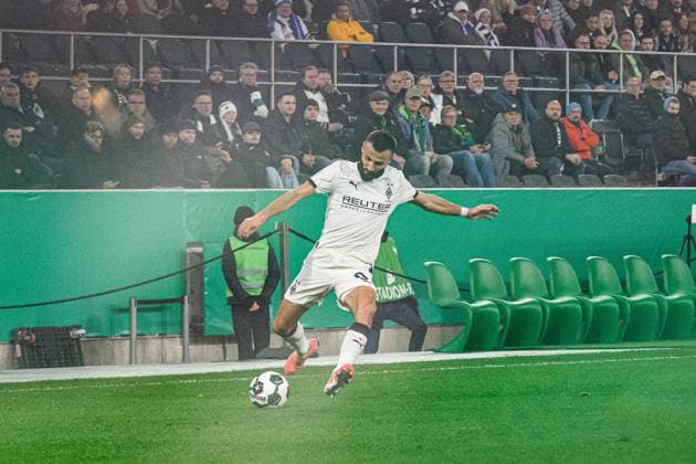 MOENCHENGLADBACH, GERMANY - 28 OCTOBER, 2025: Franck Honorat - The football match of Germany Cup DFB Pokal Borussia Moenchengladbach vs Karlsruher SC at Borussia Park.  Copyright: xVitaliixKliuievx