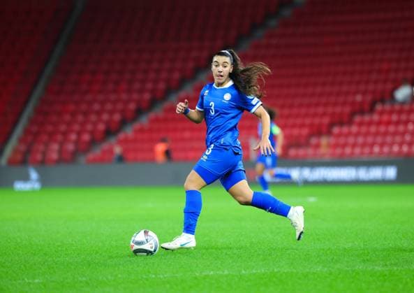October 28, 2025, Tirana, Tirana, Albania: Chryso Michael of Cyprus in action during their FIFA Women s World Cup 2027 Promotion Relegation play-off match Albania vs Cyprus at Air Albania Stadium in Tirana, Albania on 28 October 2025. Tirana Albania - ZUMAb266 20251028_zip_b266_012 Copyright: xArmandoxBabanix
