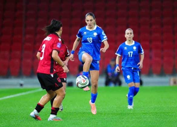 October 28, 2025, Tirana, Tirana, Albania: Eirini Michail of Cyprus in action during their FIFA Women s World Cup 2027 Promotion Relegation play-off match Albania vs Cyprus at Air Albania Stadium in Tirana, Albania on 28 October 2025. Tirana Albania - ZUMAb266 20251028_zip_b266_023 Copyright: xArmandoxBabanix