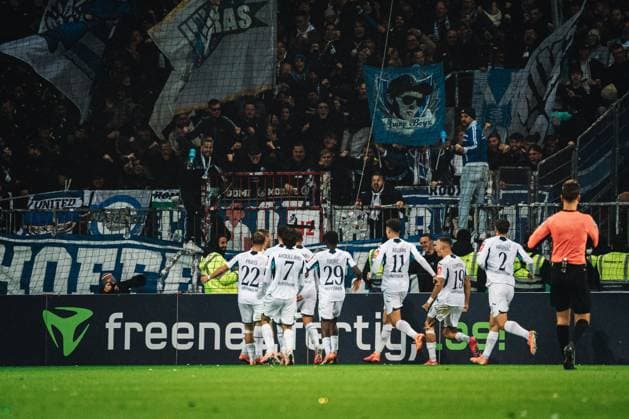 DFB Pokal St Pauli vs TSG Hoffenheim, 28 10 2025 HAMBURG, GERMANY OCTOBER 28 celebrating, goal 1 1 TSG Hoffenheim during the DFB Pokal match between DFB Pokal St Pauli vs TSG Hoffenheim at Millerntor Stadion on round 2 of the DFB Pokal on October 28, 2025 in Hamburg, Germany DFL REGULATIONS PROHIBIT ANY USE OF PHOTOGRAPHS AS IMAGE SEQUENCES AND OR QUASI VIDEO Copyright: xBEAUTIFULxSPORTS Tonhäuserx