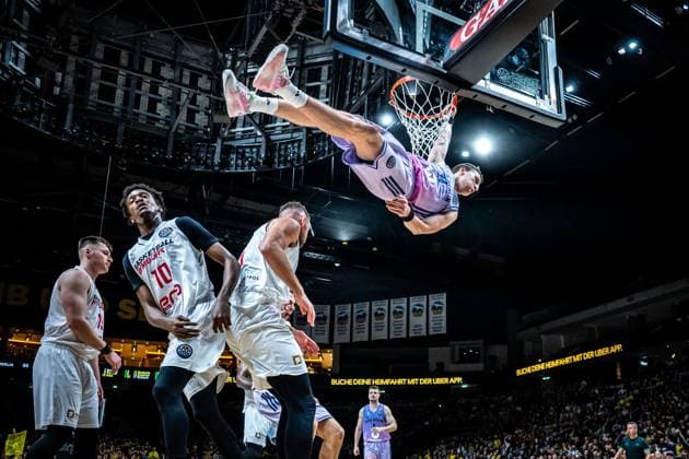 Basketball Berlin 28 10 2025 Season 2025 2026 Basketball Champions League BCL Alba Berlin ERA Basketball Nymburk Justin Bean Alba Berlin, No 34