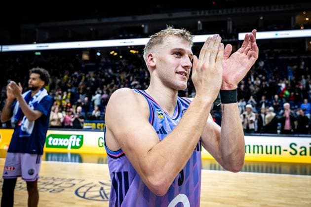 Basketball Berlin 28 10 2025 Season 2025 2026 Basketball Champions League BCL Alba Berlin ERA Basketball Nymburk Sam Griesel Alba Berlin, No 05