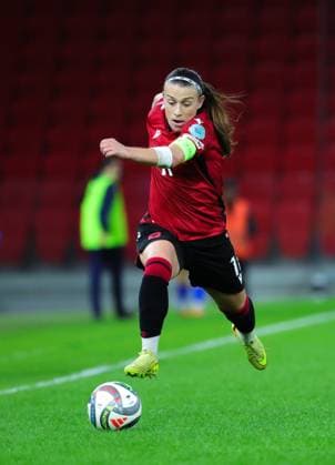 October 28, 2025, Tirana, Tirana, Albania: Megi Doci of Albania in action during their FIFA Women s World Cup 2027 Promotion Relegation play-off match Albania vs Cyprus at Air Albania Stadium in Tirana, Albania on 28 October 2025. Tirana Albania - ZUMAb266 20251028_zip_b266_033 Copyright: xArmandoxBabanix
