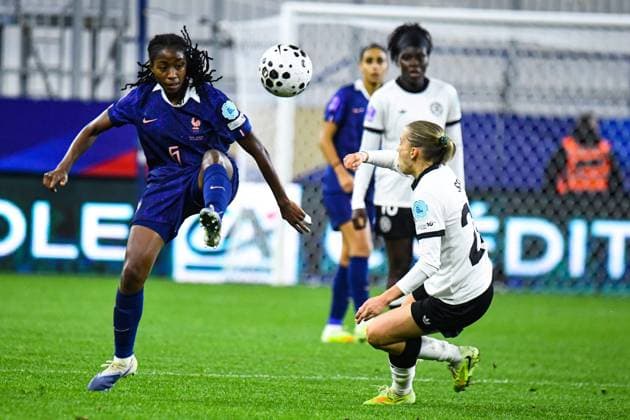 FOOTBALL : France Feminine vs Allemagne Feminine - Ligue des nations - Demi Finale retour - 28 10 2025 Oriane Jean Francois (France) CaenFrance  Copyright: xBaptistexAutissierx