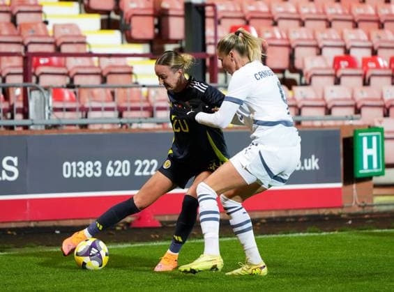 Martha Thomas of Scotland Women & Ana Crnogorcevic of Switzerland Women Scotland Women v Switzerland Women, International Friendly, Länderspiel, Nationalmannschaft Football, KDM Group East End Park, Dunfermline, Scotland, UK - 28 Oct 2025Dunfermline KDM Group East End Park Scotland United Kingdom EDITORIAL USE ONLY No use with unauthorised audio, video, data, fixture lists, club league logos or live services. Online in-match use limited to 120 images, no video emulation. No use in betting, games or single club league player publications. Copyright: xStuartxWallace Shutterstockx 15623644bm