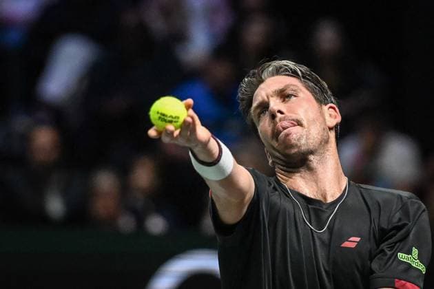 Carlos Alcaraz vs Cameron Norrie at Rolex Paris Masters 2025 in Paris FA Cameron Norrie competes against Carlos Alcaraz during the Rolex Paris Masters 2025 tournament at the Paris La Defense Arena in Paris, on October 28, 2025. Photo by Firas Abdullah ABACAPRESS.COM Paris Ile-de-France France  Copyright: xAbdullahxFiras ABACAx