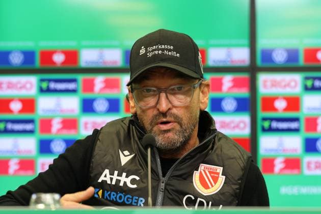 Coach Claus Dieter Wollitz Energie Cottbus Football DFB Pokal 2 Main Round 2025 2026 FC Energie Cottbus RB Leipzig
