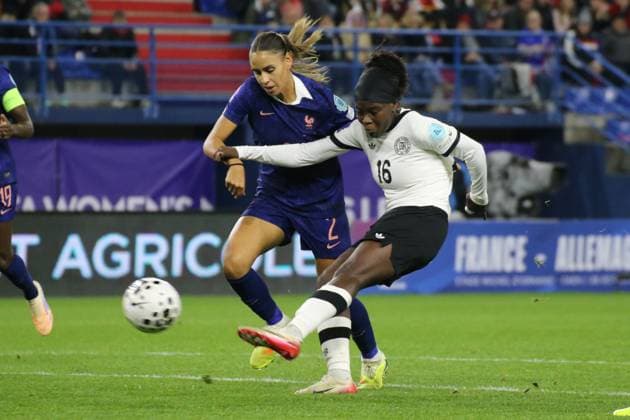 28 10 2025, xgrfx, football UEFA Women s Nations League semi-final , France Germany v l goal, Nicole Anyomi German women s national team DFL DFB REGULATIONS PROHIBIT ANY USE OF PHOTOGRAPHS as IMAGE SEQUENCES and or QUASI VIDEO Caen