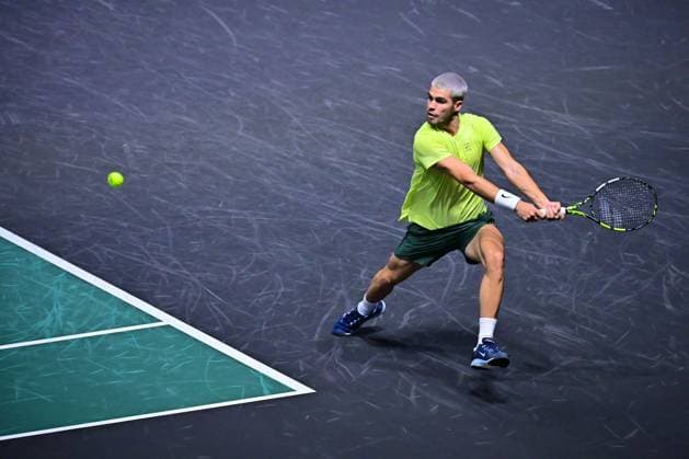 TENNIS : Rolex Paris Masters - Paris - 28 10 2025 Carlos Alcaraz ( Spain ) during the Rolex Paris Masters at Paris La Defense Arena on October 28, 2025 in Nanterre, France. (Photo by Federico Pestellini PSNewz ) ParisFrance  Copyright: xFedericoxPestellinix