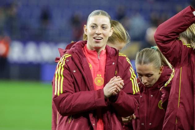 Caen, France 28 October 2025 UEFA Nations League Women 2025 2026 France vs Germany In the picture goalkeeper Rafaela Borggräfe Borggraefe Germany celebrating after the victory against France and thus in the final of the UEFA Women™s Nations League Stade Michel dÂ Ornano Copyright: xFotostandx xFantinix