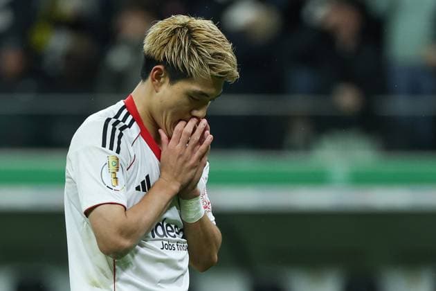 Soccer DFB Pokal Eintracht Frankfurt Borussia Dortmund on 28 10 2025 at Deutsche Bank Park in Frankfurt Ritsu Doan Frankfurt 20 dissatisfied, disappointed, disappointed, dejected after his missed penalty kick MH