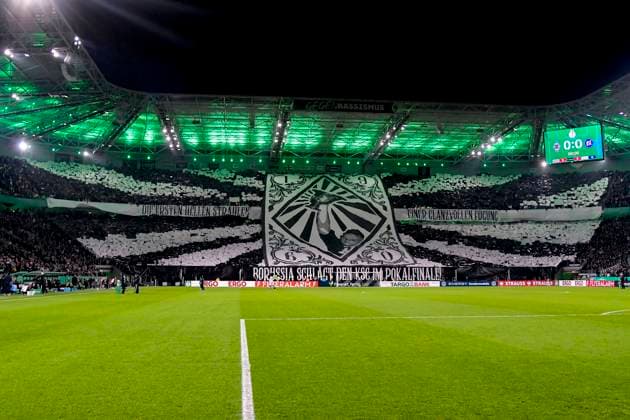 Coreography fan culture feature symbol symbol photo characteristic detail fan curve fans fan block of Gladbach 28 10 2025 Football Borussia Moenchengladbach vs Karlsruher SC, Borussia Park, Moenchengladbach, DFB DFL REGULATIONS PROHIBIT ANY USE OF PHOTOGRAPHS AS IMAGE SEQUENCES AND OR QUASI VIDEO Copyright: xpepphotox xHorstxMauelshagenx pep00321, pep_20251028_hm_182477