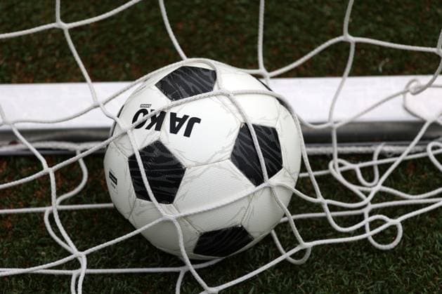A ball lies in the goal, goal net training of Sportfreunde Siegen on the artificial turf pitch in the Leimbachstadion Soccer Regionalliga West, training, Sportfreunde Siegen, on 29 10 2025 in Siegen Germany