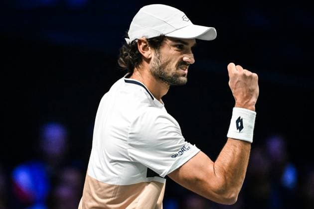 October 29, 2025, Nanterre, France, France: Valentin VACHEROT of Monaco celebrates his point during the third day of the Rolex Paris Masters 1000 tennis tournament at Accor Arena on October 29, 2025 in Nanterre near Paris, France. Nanterre France - ZUMAm308 20251029_zsp_m308_004 Copyright: xMatthieuxMirvillex