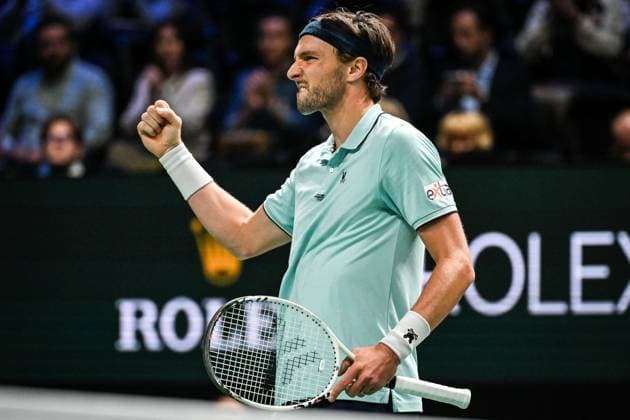 October 29, 2025, Nanterre, France, France: Arthur RINDERKNECH of France celebrates his point during the third day of the Rolex Paris Masters 1000 tennis tournament at Accor Arena on October 29, 2025 in Nanterre near Paris, France. Nanterre France - ZUMAm308 20251029_zsp_m308_007 Copyright: xMatthieuxMirvillex