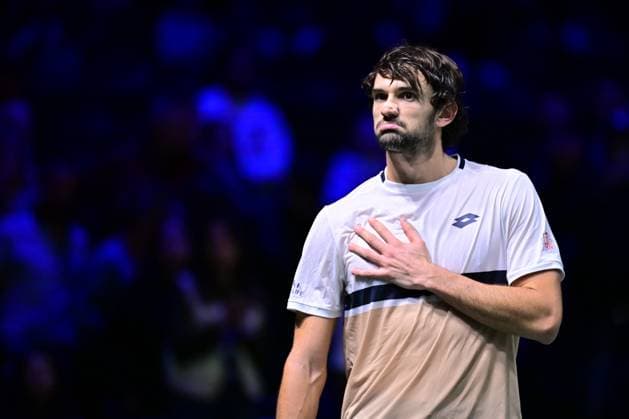 TENNIS : Rolex Paris Masters - Paris - 29 10 2025 Valentin Vacherot ( Monaco ) celebrates his victory during the Rolex Paris Masters at Paris La Defense Arena on October 29, 2025 in Nanterre, France. (Photo by Federico Pestellini PSNewz ) ParisFrance  Copyright: xFedericoxPestellinix