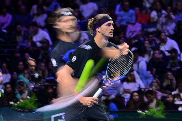 TENNIS : Rolex Paris Masters - Paris - 29 10 2025 Multiple exposure photo of Alexander Zverev ( Germany ) during the Rolex Paris Masters at Paris La Defense Arena on October 29, 2025 in Nanterre, France. (Photo by Federico Pestellini PSNewz ) ParisFrance  Copyright: xFedericoxPestellinix