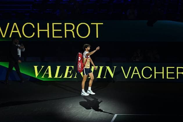 Rolex Paris Master Second Round Valentin Vacherot (FRA) during his second round at the 2025 Rolex Paris Masters at the U Arena in Paris, FRANCE, on October 29, 2025. Photo by Corinne Dubreuil ABACAPRESS.COM Paris Ile-de-France France  Copyright: xDubreuilxCorinne ABACAx