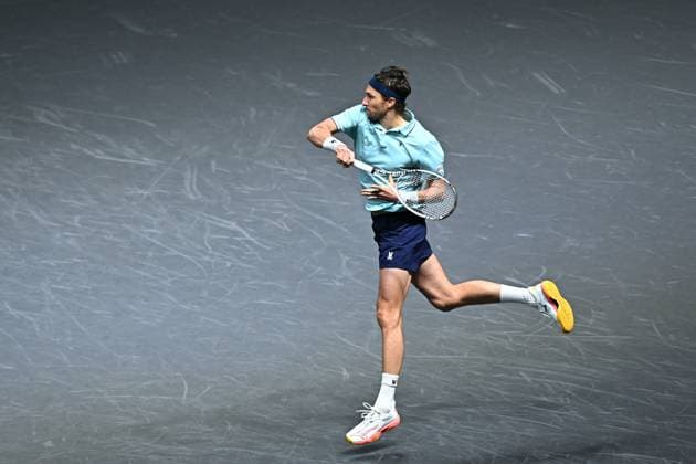 Rolex Paris Master Second Round Arthur Rinderknech (FRA) during his second round at the 2025 Rolex Paris Masters at the U Arena in Paris, FRANCE, on October 29, 2025. Photo by Corinne Dubreuil ABACAPRESS.COM Paris Ile-de-France France  Copyright: xDubreuilxCorinne ABACAx