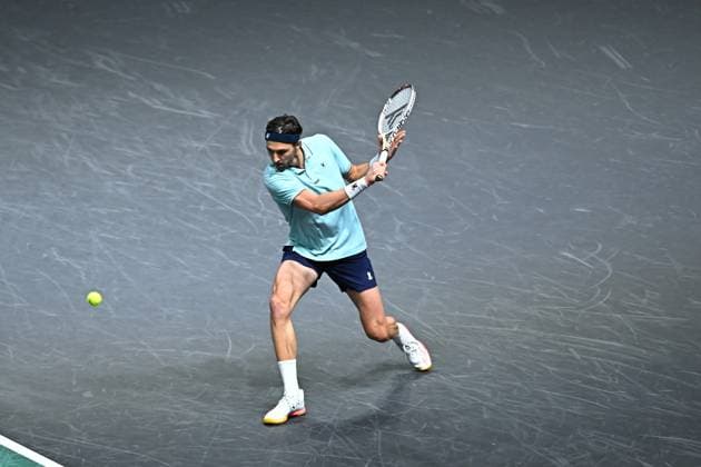 Rolex Paris Master Second Round Arthur Rinderknech (FRA) during his second round at the 2025 Rolex Paris Masters at the U Arena in Paris, FRANCE, on October 29, 2025. Photo by Corinne Dubreuil ABACAPRESS.COM Paris Ile-de-France France  Copyright: xDubreuilxCorinne ABACAx