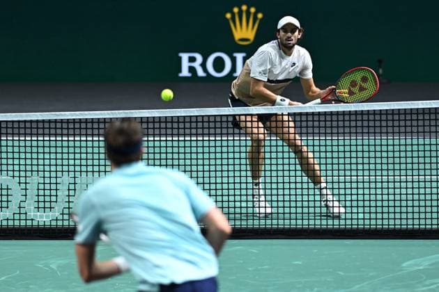 Rolex Paris Master Second Round Valentin Vacherot (FRA) during his second round at the 2025 Rolex Paris Masters at the U Arena in Paris, FRANCE, on October 29, 2025. Photo by Corinne Dubreuil ABACAPRESS.COM Paris Ile-de-France France  Copyright: xDubreuilxCorinne ABACAx