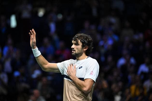 Rolex Paris Master Second Round Valentin Vacherot (FRA) during his second round at the 2025 Rolex Paris Masters at the U Arena in Paris, FRANCE, on October 29, 2025. Photo by Corinne Dubreuil ABACAPRESS.COM Paris Ile-de-France France  Copyright: xDubreuilxCorinne ABACAx