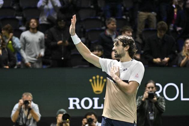 Rolex Paris Masters 2025 - Tennis - ATP, Tennis Herren - Rolex Paris Masters 2025 - Valentin Vacherot - Monaco - Arthur Rinderknech - France - les cousins ParisFrance  Copyright: xChryslenexCaillaudx xPznewsx