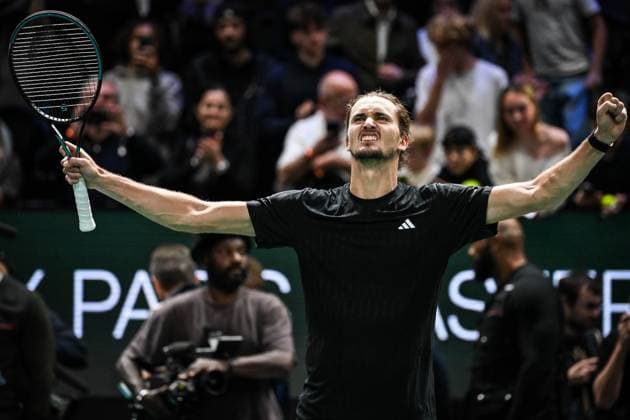 October 29, 2025, Nanterre, France, France: Alexander ZVEREV of Germany celebrates his victory during the third day of the Rolex Paris Masters 1000 tennis tournament at Accor Arena on October 29, 2025 in Nanterre near Paris, France. Nanterre France - ZUMAm308 20251029_zsp_m308_049 Copyright: xMatthieuxMirvillex