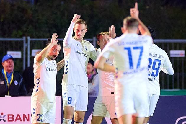 Joy, jubilation over the goal to 0 1 by Maximilian Breunig 1 FC Magdeburg, 09 GER, FV Illertissen 1921 e V vs 1 FC Magdeburg, Football, Mens DFB Cup, 2nd round, 2025 2026 season, 29 10 2025 GER, FV Illertissen 1921 e V vs 1 FC Magdeburg, Football, Mens DFB Cup, 2nd round, 2025 2026 season, 29 10 2025 Illertissen Copyright: xEibner-Pressefoto GeraldxOelze-dexStoppanyx EP_ODS