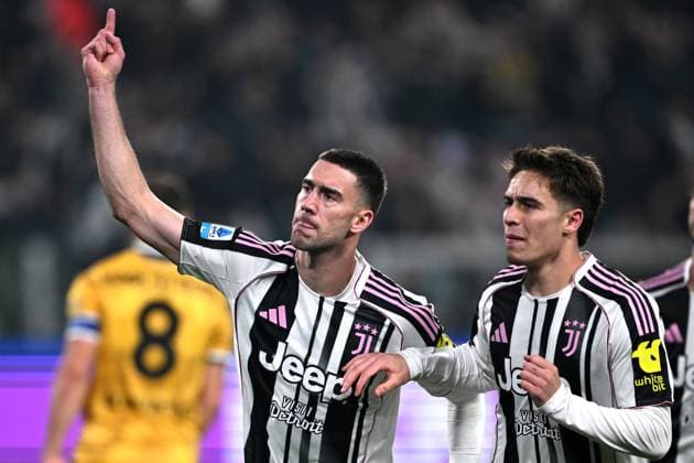 Cm Torino 29 10 2025 - campionato di calcio serie A Juventus-Udinese foto Cristiano Mazzi Image nella foto: esultanza gol Dusan Vlahovic 