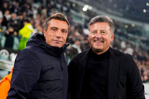 Juventus s head coach Massimo Brambilla and UdineseÕs head coach Kosta Runjaic during the Serie A soccer match between Juventus Fc and Udinese at the Juventus Stadium in Turin, north west Italy - October 29, 2025. - Soccer  Copyright: xFabioxFerrari LaPressex