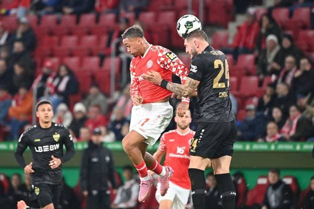 Armindo SIEB 1 FSV Mainz 05 , action,duel against Jeff CHABOT VFB Stuttgart Football DFB Pokal , 2 round 1 FSV Mainz 05 VfB Stuttgart on 29 10 2025 , MEWA ARENA season 2025 2026,