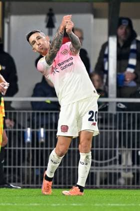 Paderborn, Home Deluxe Arena, 29 10 25, GER, Herren, DFB Pokal, 2 Runde, Saison 2025 2026, SC Paderborn 07 Bayer 04 Leverkusen Bild Alejandro GRIMALDO Leverkusen jubilates after his goal to 0 1 DFB regulations prohibit any use of photographs as image sequences and or quasi video Nordrhein Westfalen Germany